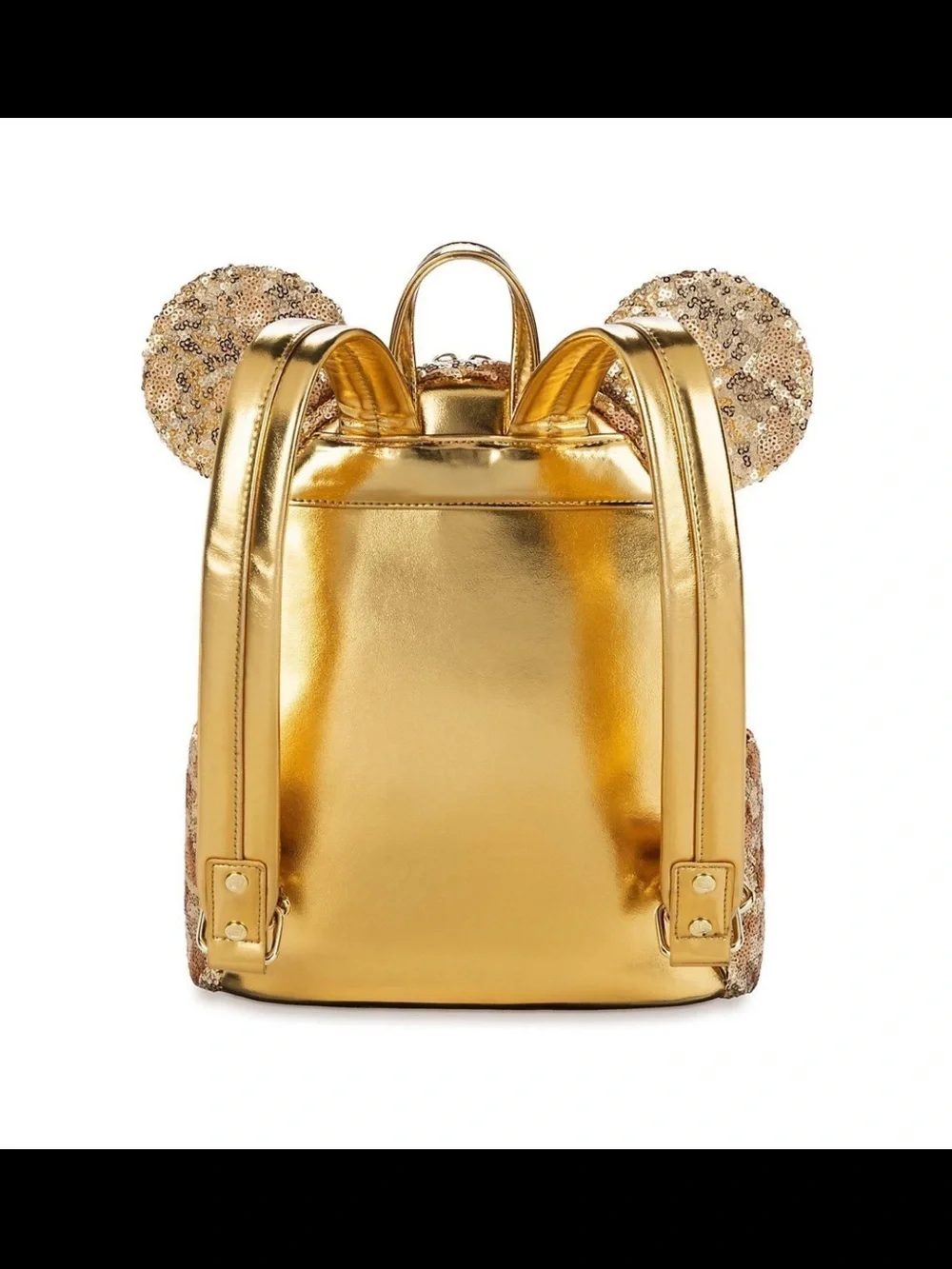 LoungFly X Disney Gold Sequin Mini Backpack with Metallic Accents